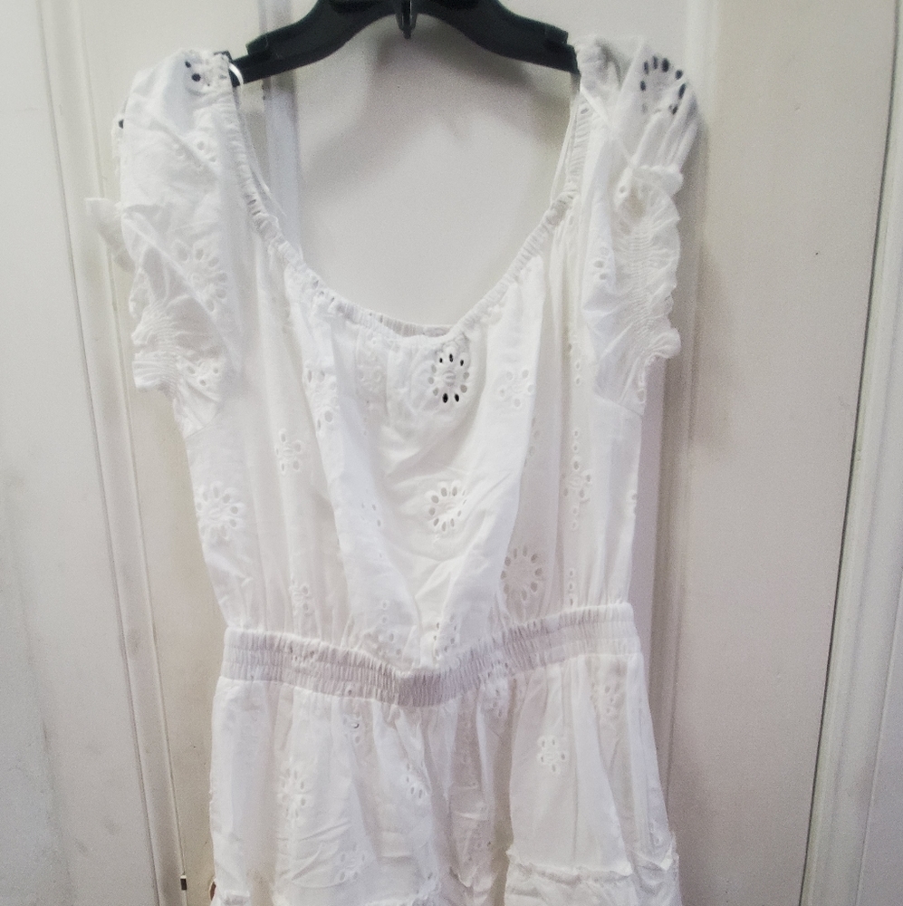 Aqua Eyelet Tiered Peasant Dress - Picture 6 of 6